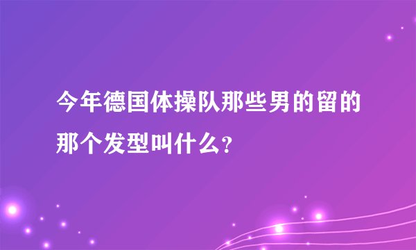 今年德国体操队那些男的留的那个发型叫什么？
