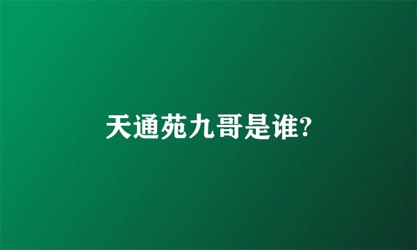 天通苑九哥是谁?