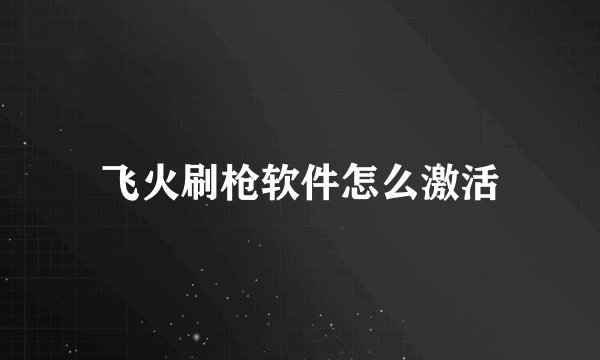 飞火刷枪软件怎么激活