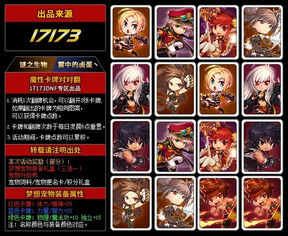 10秒轻松找到对应组合 DNF魔性卡牌对对翻答案2017