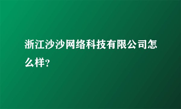 浙江沙沙网络科技有限公司怎么样？