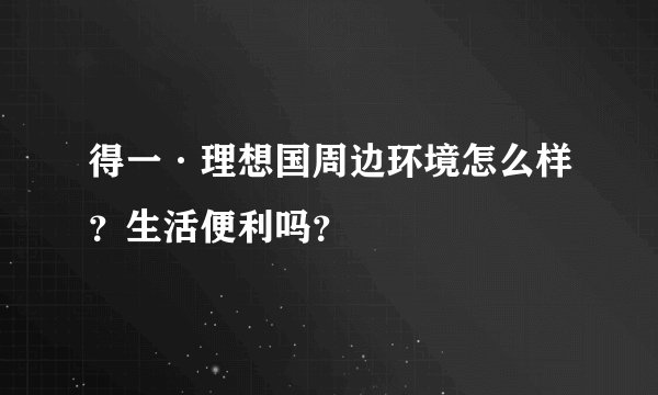得一·理想国周边环境怎么样？生活便利吗？