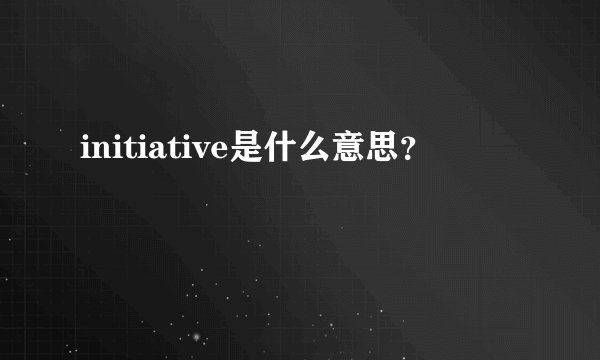 initiative是什么意思？