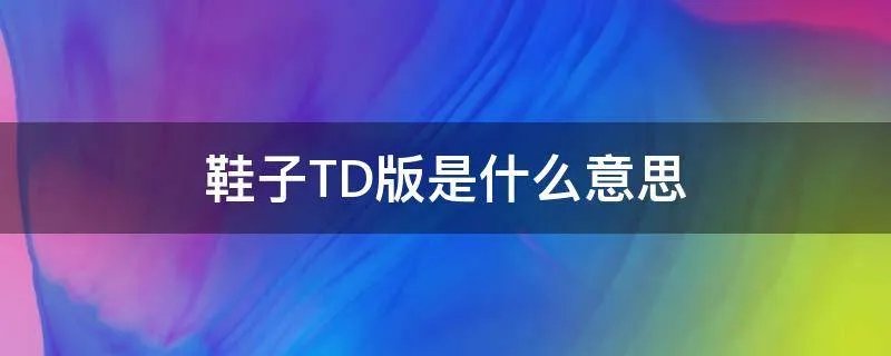 鞋子TD版是什么意思