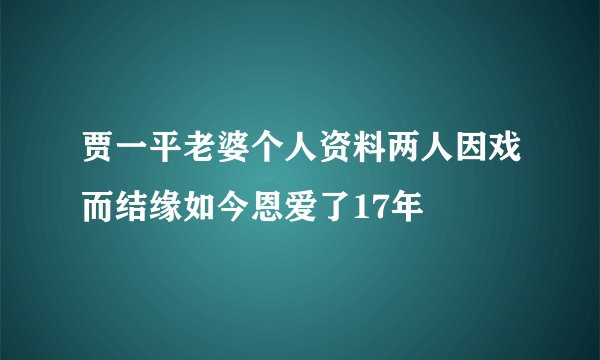 贾一平老婆个人资料两人因戏而结缘如今恩爱了17年