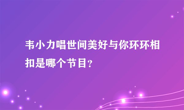 韦小力唱世间美好与你环环相扣是哪个节目？