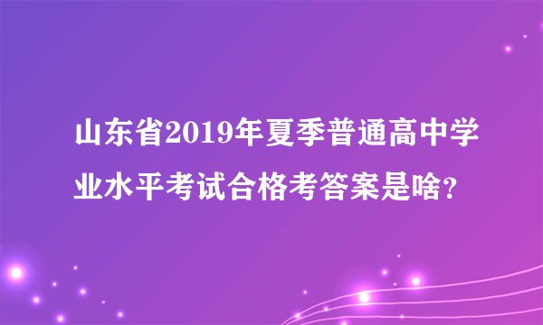 山东省2019年夏季普通高中学业水平考试合格考答案是啥？