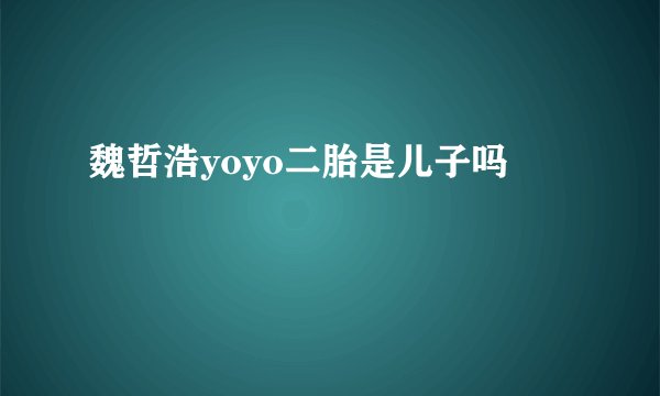 魏哲浩yoyo二胎是儿子吗