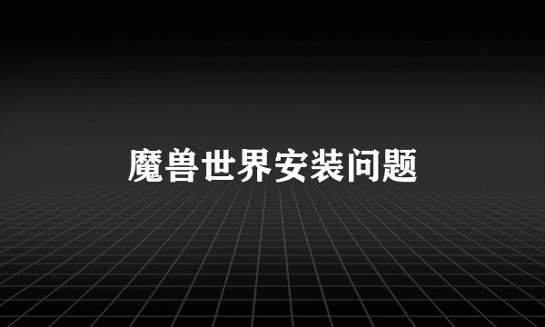 魔兽世界安装问题