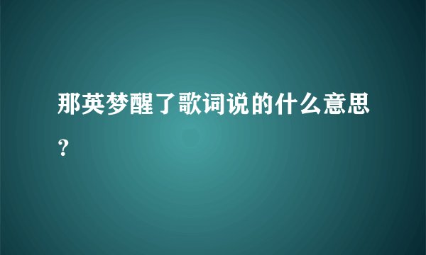 那英梦醒了歌词说的什么意思？