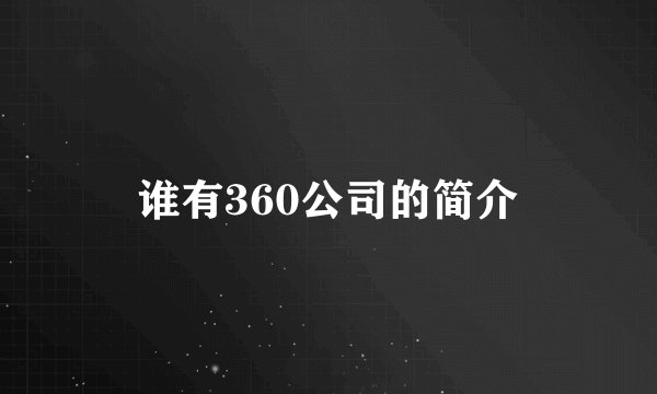 谁有360公司的简介