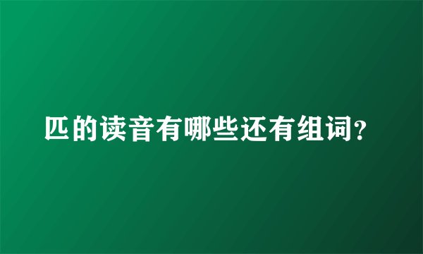 匹的读音有哪些还有组词？