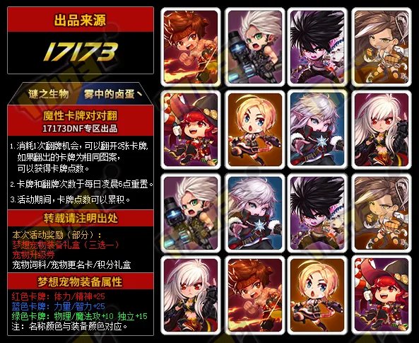 10秒轻松找到对应组合 DNF魔性卡牌对对翻答案2017