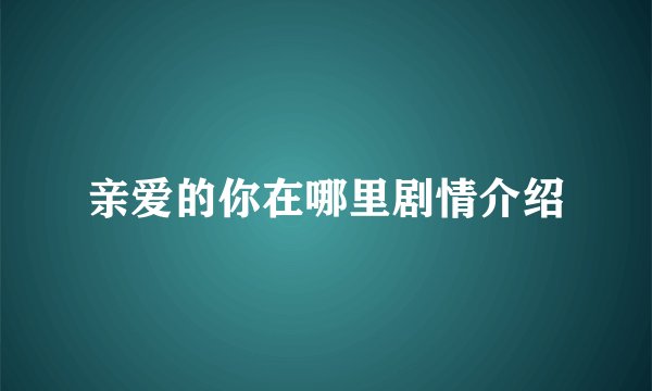 亲爱的你在哪里剧情介绍