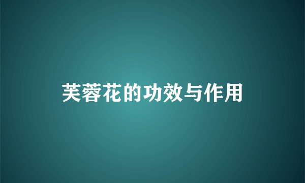芙蓉花的功效与作用