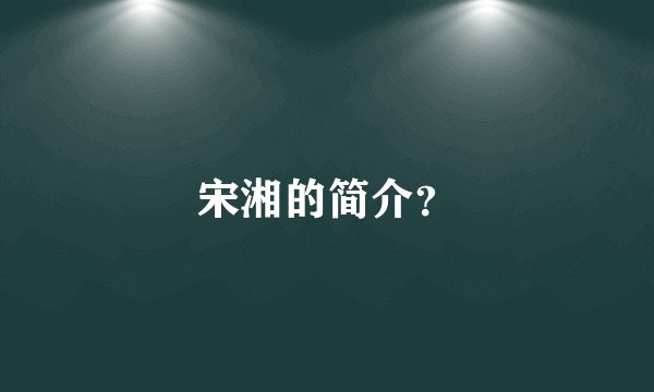 宋湘的简介？