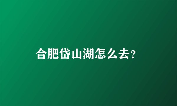 合肥岱山湖怎么去？