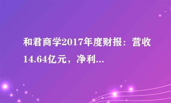 和君商学2017年度财报：营收14.64亿元，净利润8395.49万元