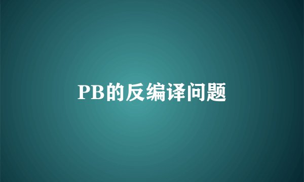 PB的反编译问题