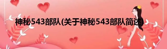 神秘543部队(关于神秘543部队简述)