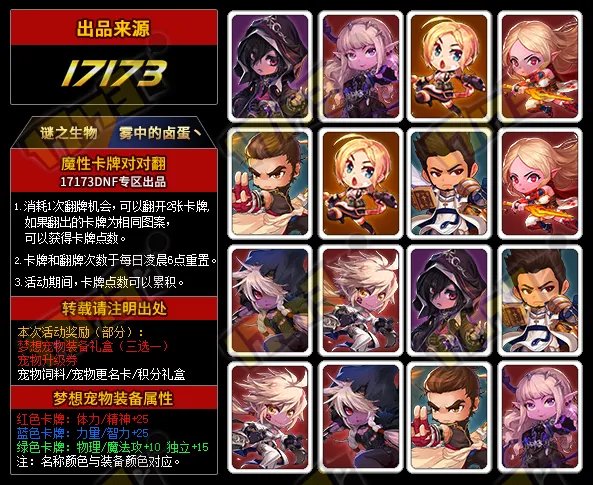 10秒轻松找到对应组合 DNF魔性卡牌对对翻答案2017