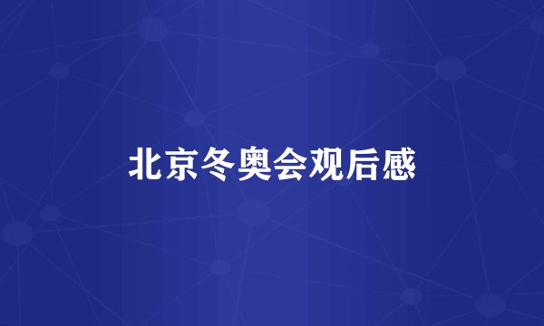 北京冬奥会观后感