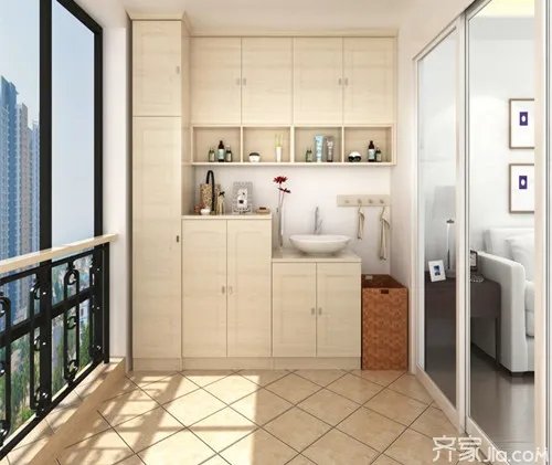 阳台柜这样设计很精致 你家有吗