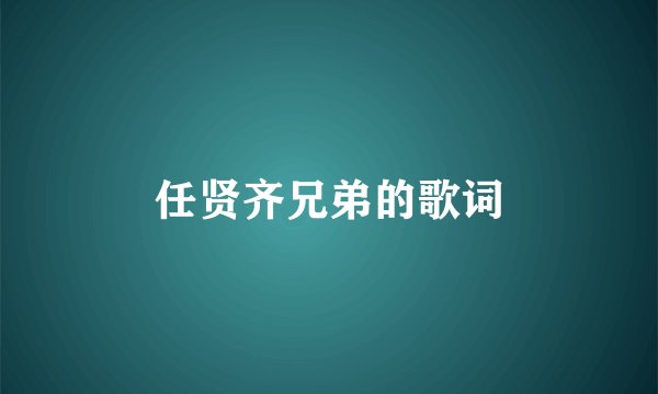 任贤齐兄弟的歌词