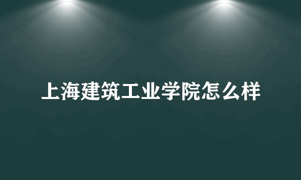 上海建筑工业学院怎么样