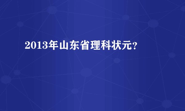 2013年山东省理科状元？