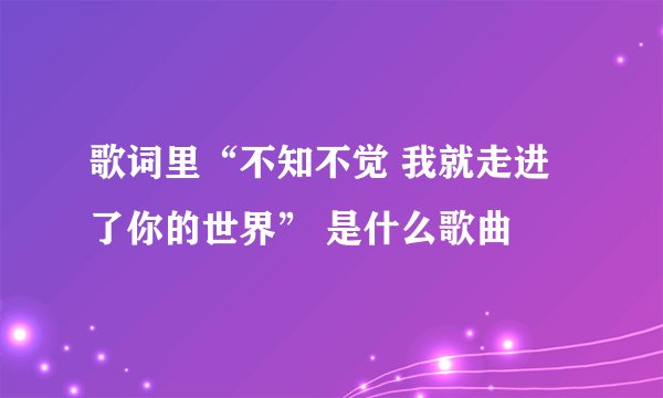 歌词里“不知不觉 我就走进了你的世界” 是什么歌曲