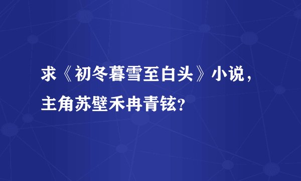 求《初冬暮雪至白头》小说，主角苏壁禾冉青铉？