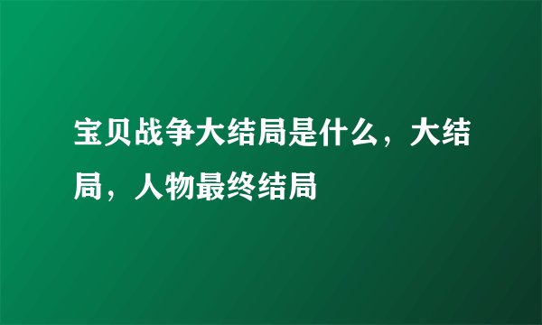 宝贝战争大结局是什么，大结局，人物最终结局