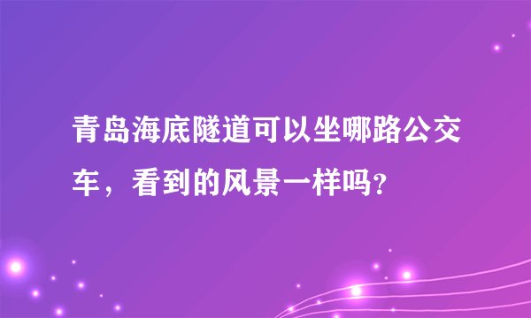 青岛海底隧道可以坐哪路公交车，看到的风景一样吗？