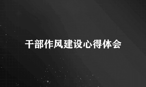 干部作风建设心得体会