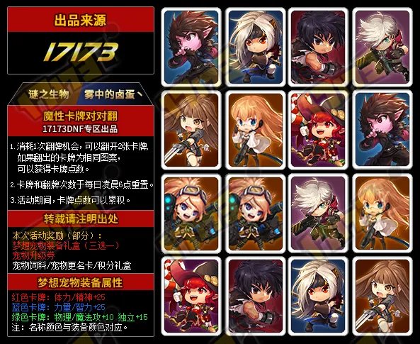 10秒轻松找到对应组合 DNF魔性卡牌对对翻答案2017