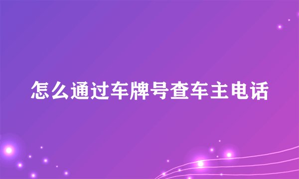 怎么通过车牌号查车主电话