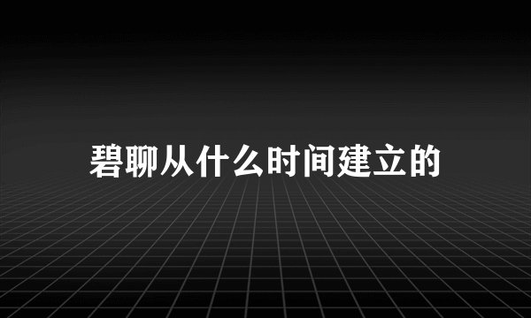 碧聊从什么时间建立的