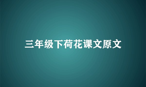 三年级下荷花课文原文