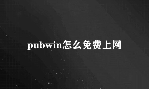 pubwin怎么免费上网