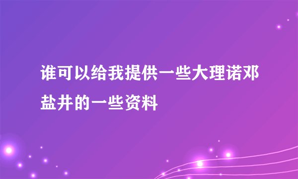 谁可以给我提供一些大理诺邓盐井的一些资料