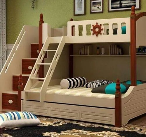 组合床儿童房布置图片 4个小卧室高低床设计方案