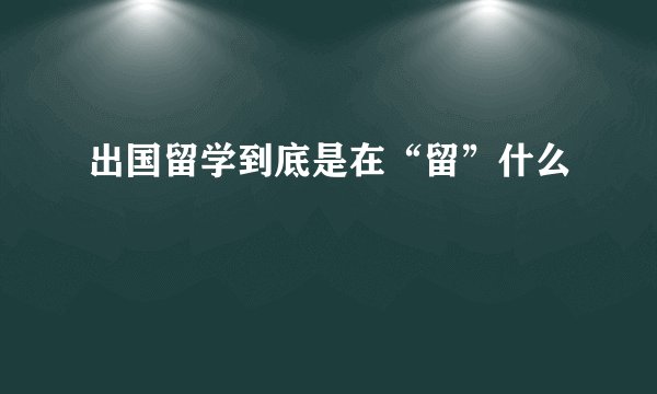 出国留学到底是在“留”什么