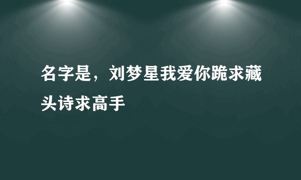 名字是，刘梦星我爱你跪求藏头诗求高手