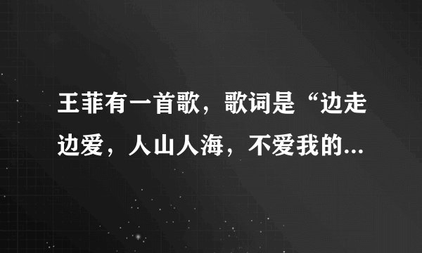 王菲有一首歌，歌词是“边走边爱，人山人海，不爱我的我不爱”歌名叫什么来的？？、