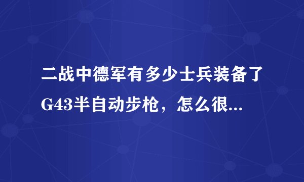 二战中德军有多少士兵装备了G43半自动步枪，怎么很少见，比mp40和mp44还难见，很多还是在用毛