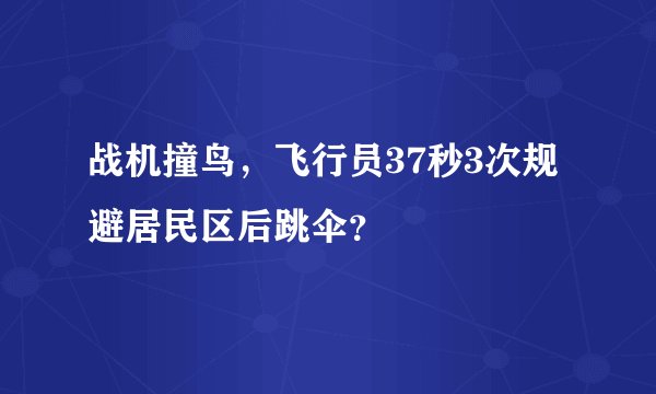 战机撞鸟，飞行员37秒3次规避居民区后跳伞？
