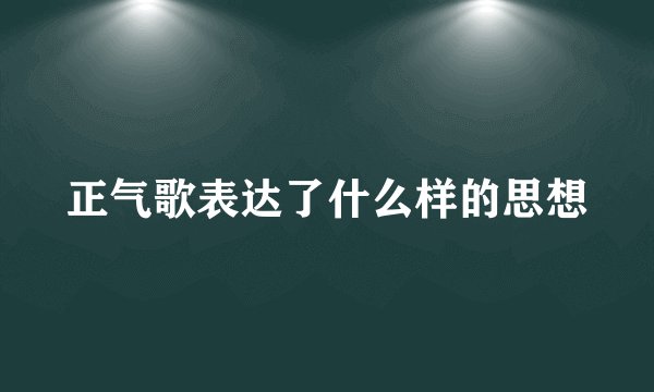 正气歌表达了什么样的思想