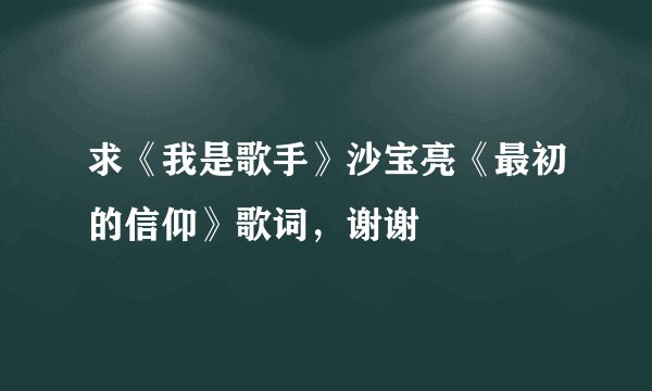 求《我是歌手》沙宝亮《最初的信仰》歌词，谢谢
