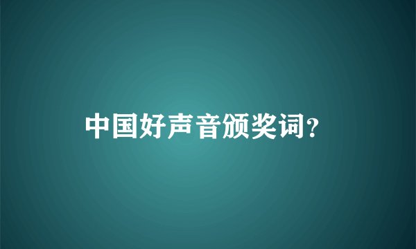中国好声音颁奖词?